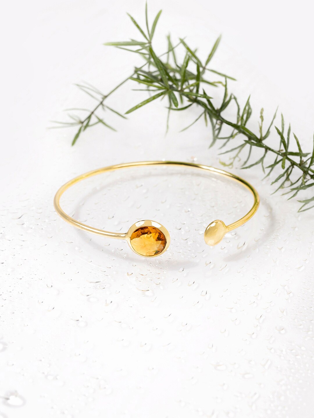 

March by FableStreet Gold-Plated & Yellow Citrine Handcrafted Kada Bracelet