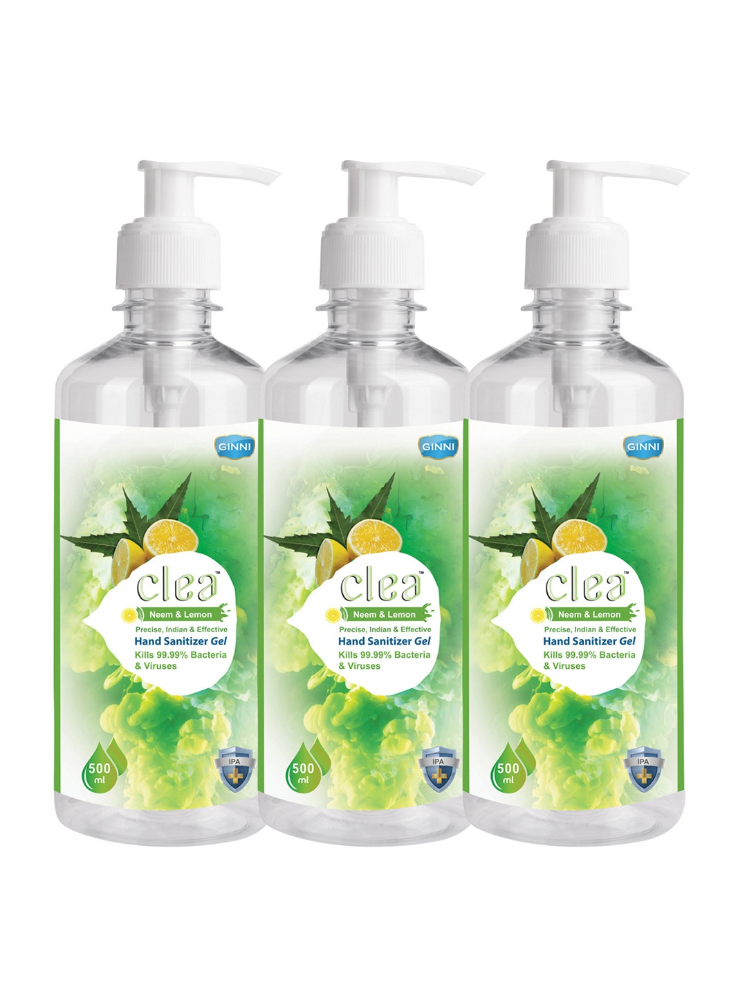 

Clea Set of 3 Neem & Lemon Hand Sanitizer 500 ml each, Green