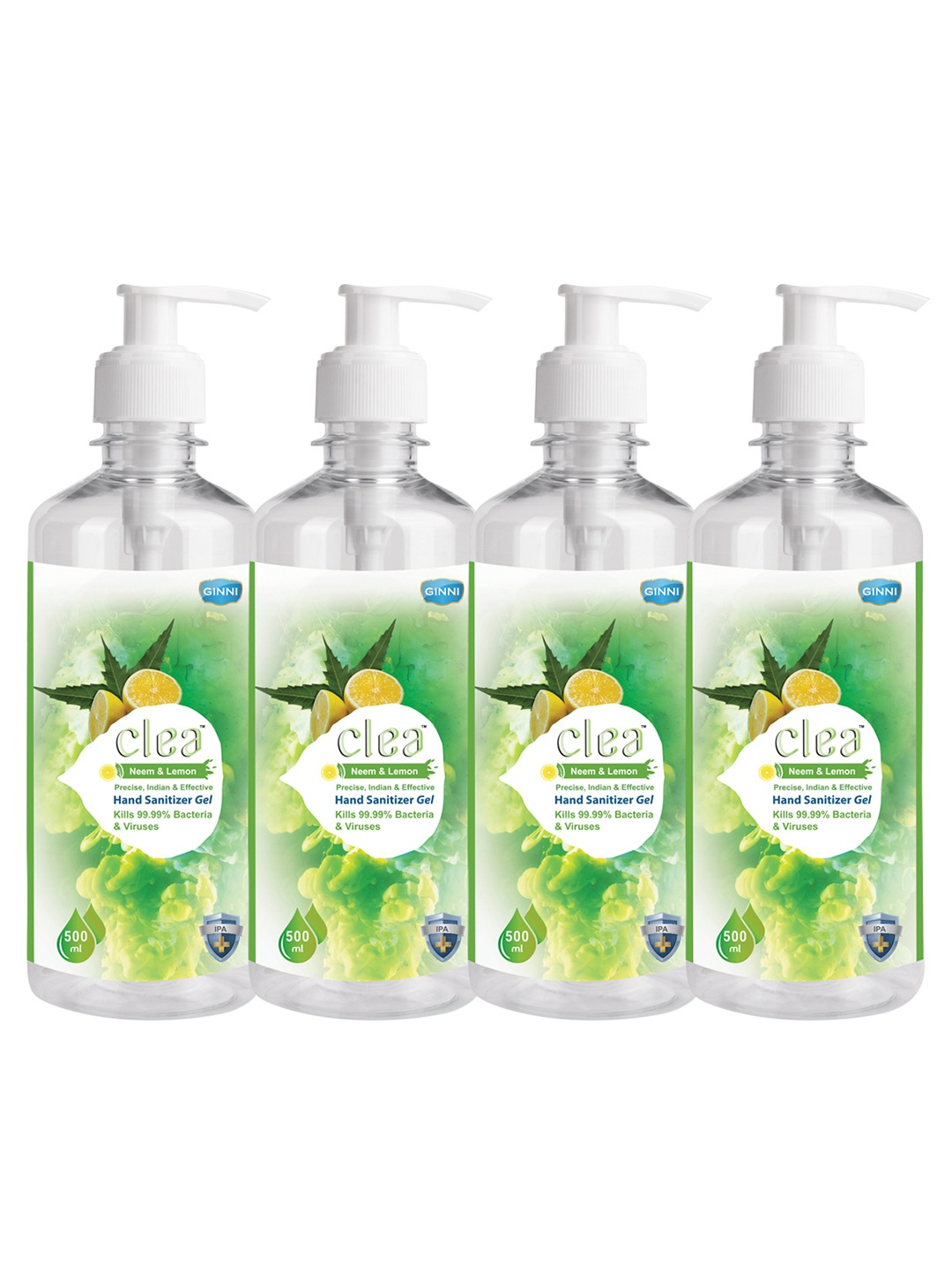 

Clea Set of 4 Neem & Lemon Hand Sanitizer 500 ml each, Green