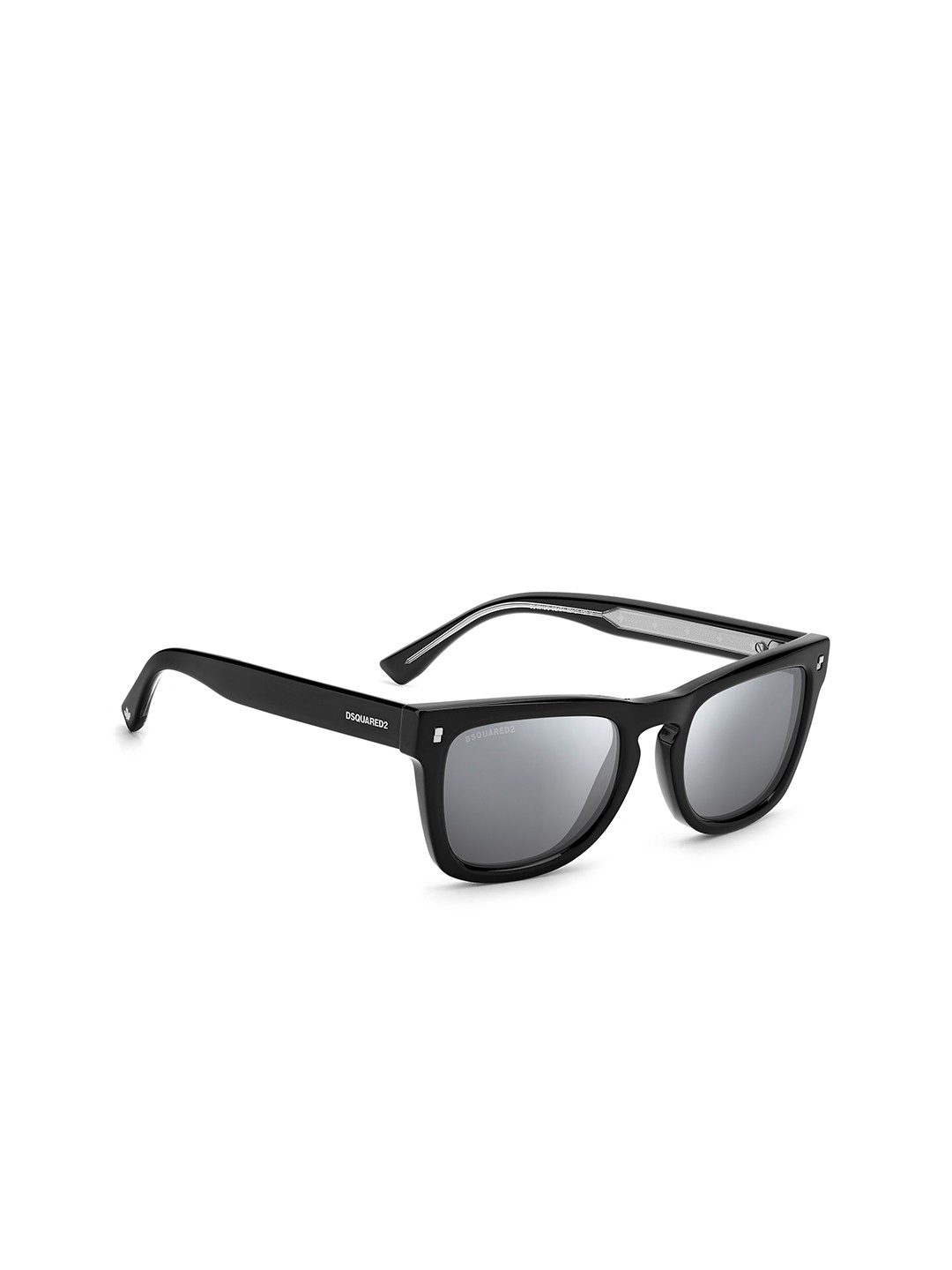 

Dsquared2 Men Mirrored Lens & Black Wayfarer Sunglasses with UV Protected Lens, Silver