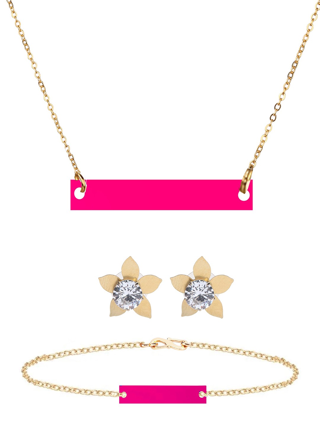 

Goldnera Women Gold-Plated Stone Studded Jewellery Set