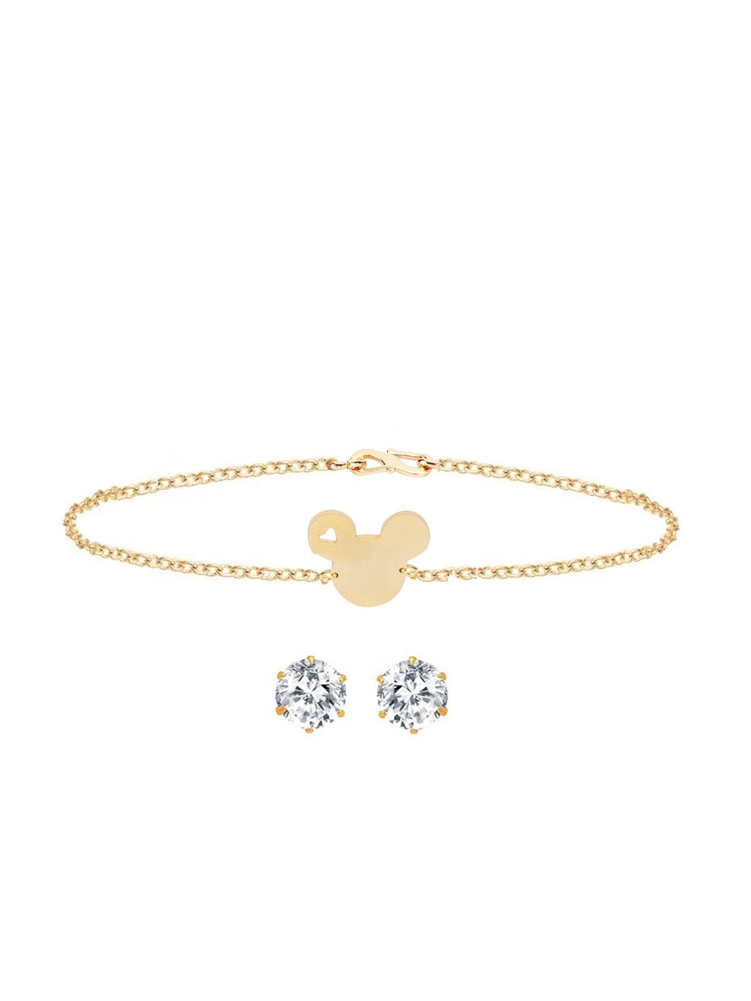 

Goldnera Gold-Plated White Stone Studded Handcrafted Jewellery Set
