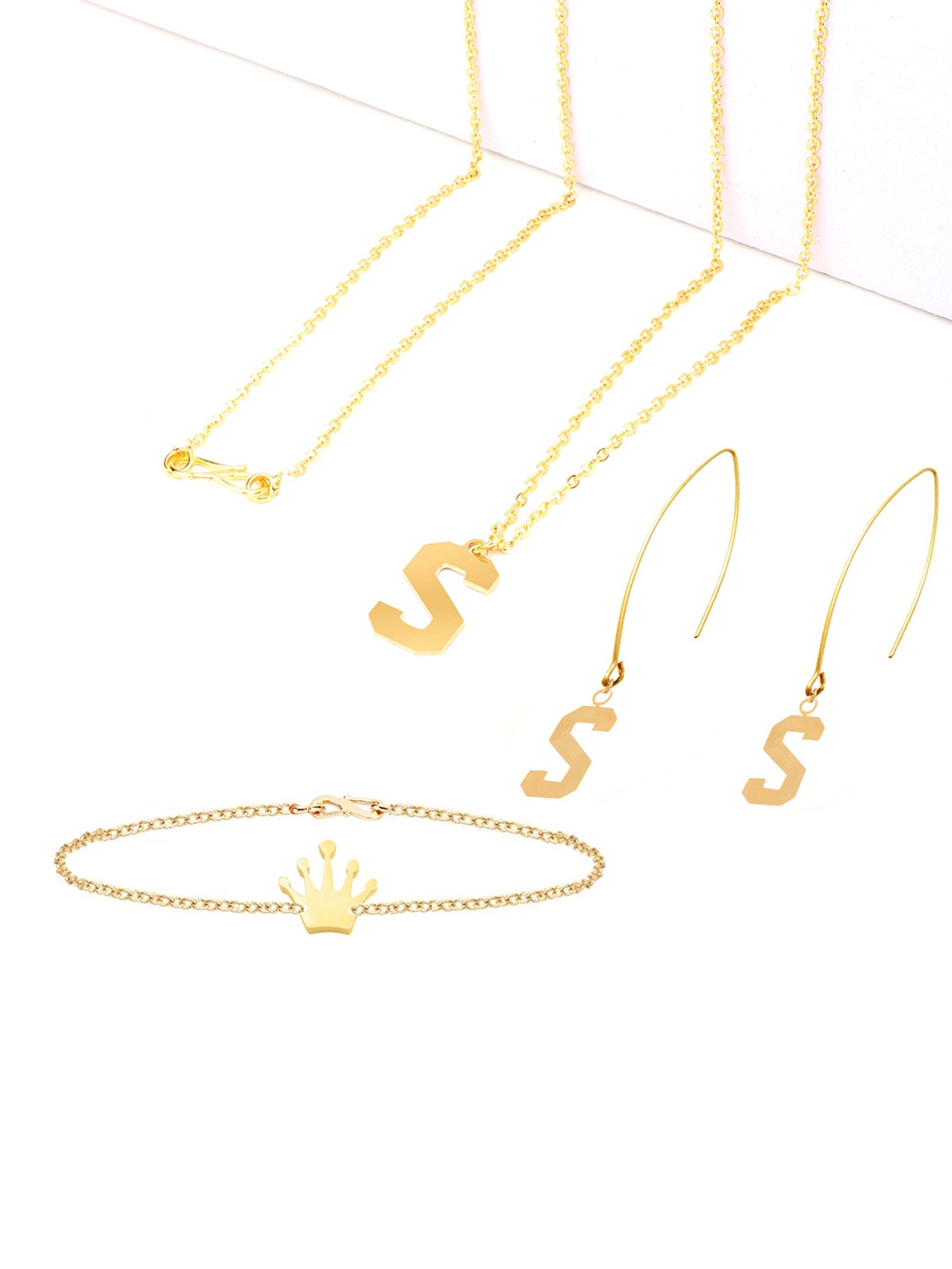 

Goldnera Gold Plated Alphabet S Jewellery Set Combo