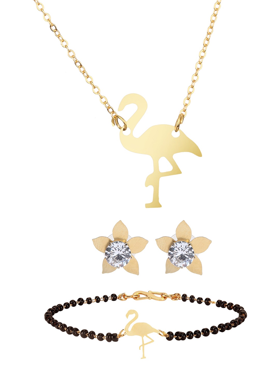 

Goldnera Gold-Plated Black Stone Beaded Handcrafted Jewellery Set