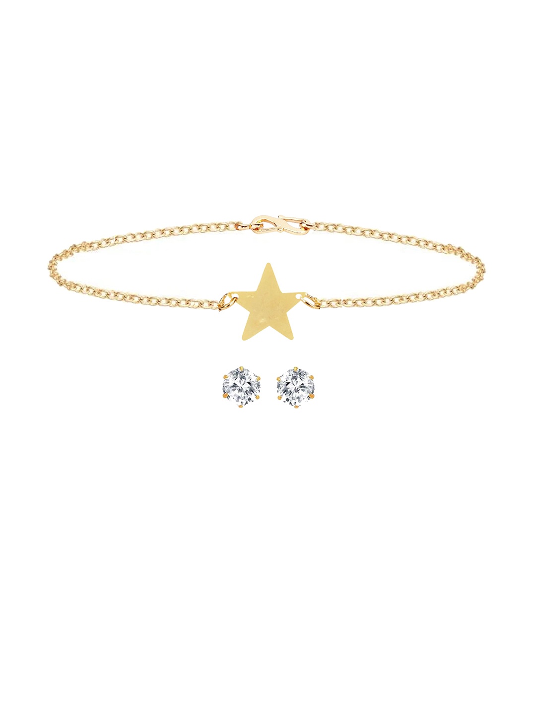 

Goldnera Women Gold Plated Star Bracelet With Earrings Jewellery Set