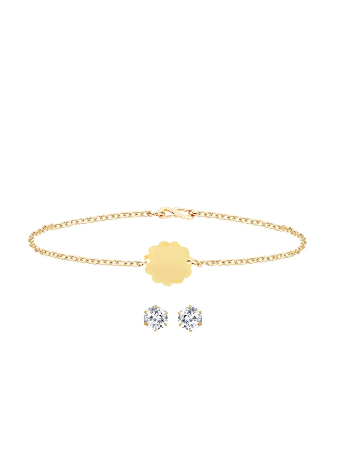 

Goldnera Gold-Plated White Stone Studded Jewellery Set