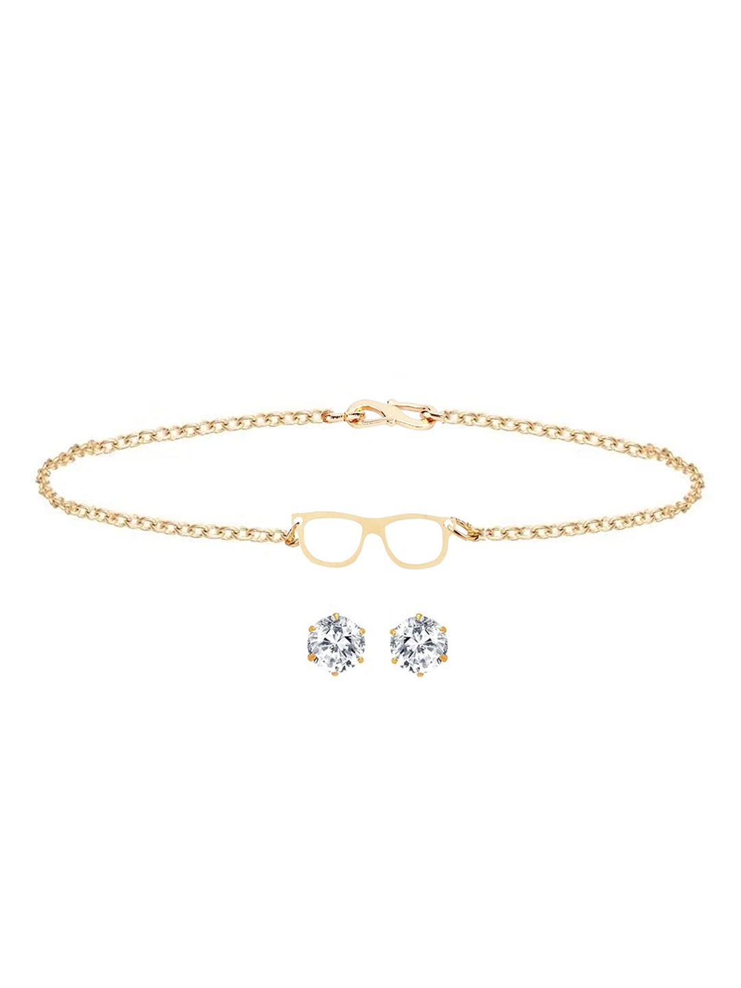 

Goldnera Gold-Plated White Stone Studded Handcrafted Jewellery Set