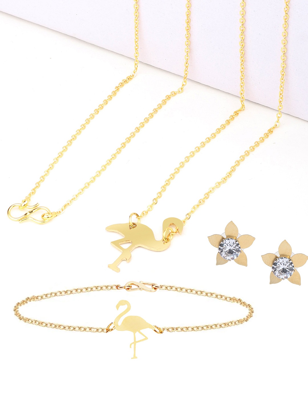 

Goldnera Women Gold-Plated CZ Studded Jewellery Set