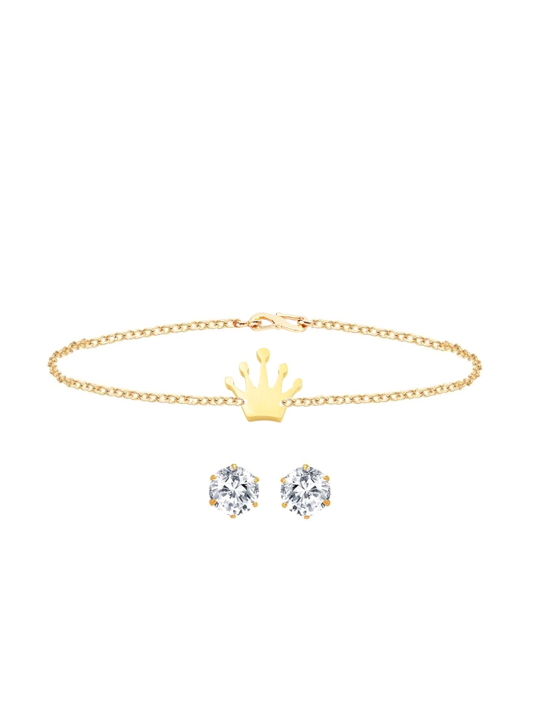 

Goldnera Gold-Plated White Stone Studded Handcarfted Jewellery Set