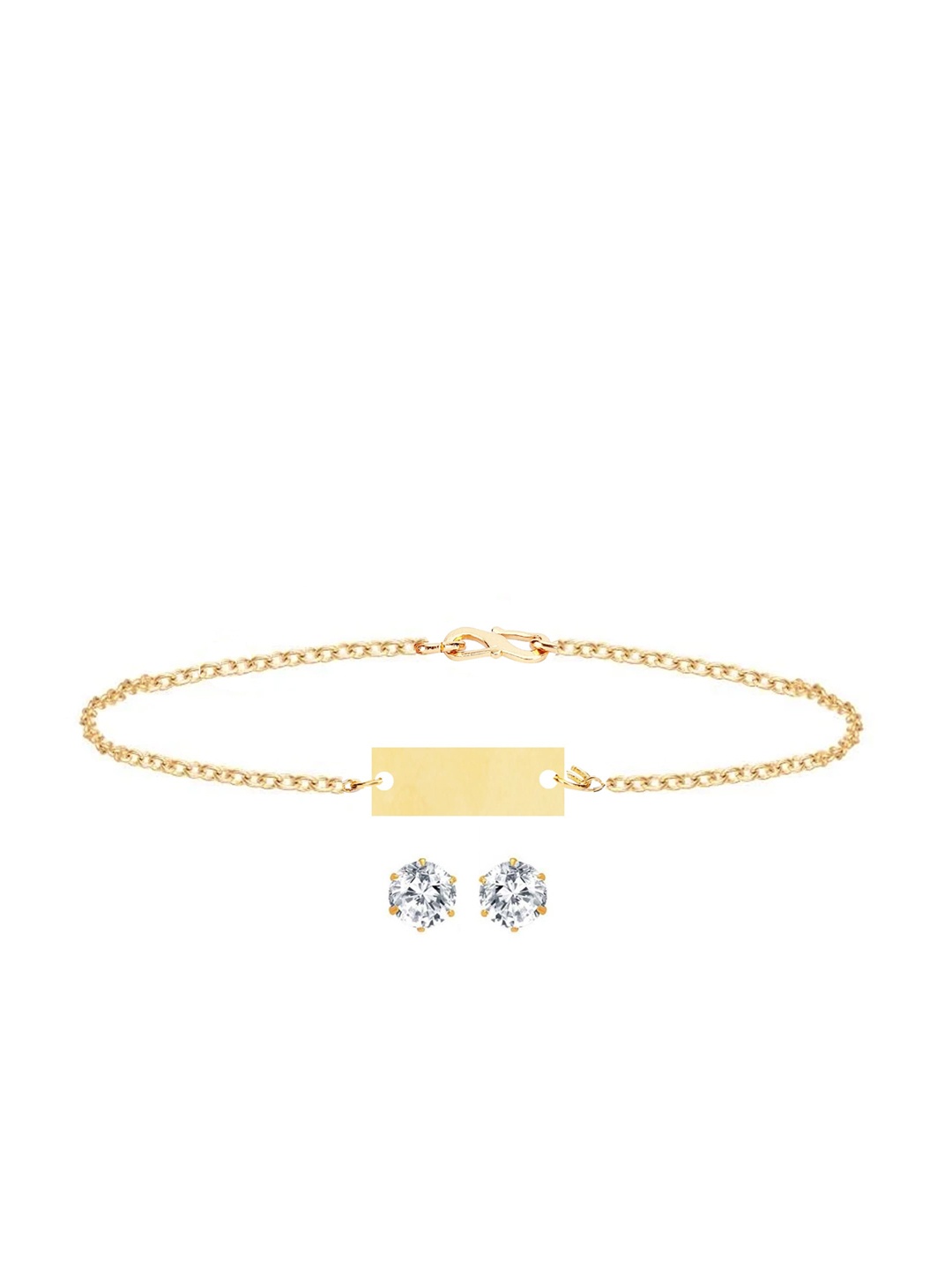 

Goldnera Women Gold-Plated White Stone Studded Jewellery Set