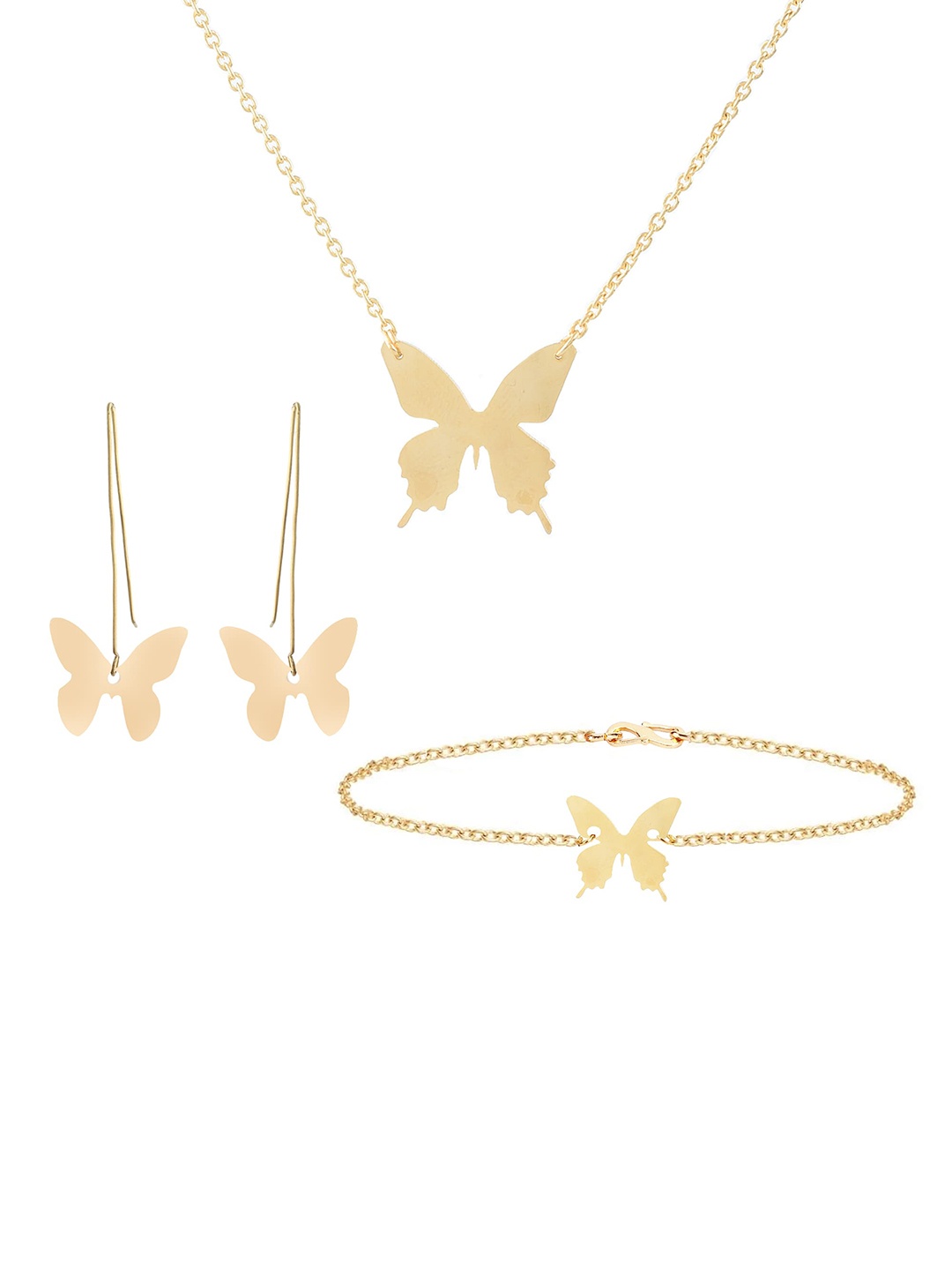 

Goldnera Gold-Plated Butterfly Shape Studded Handcrafted Jewellery Set