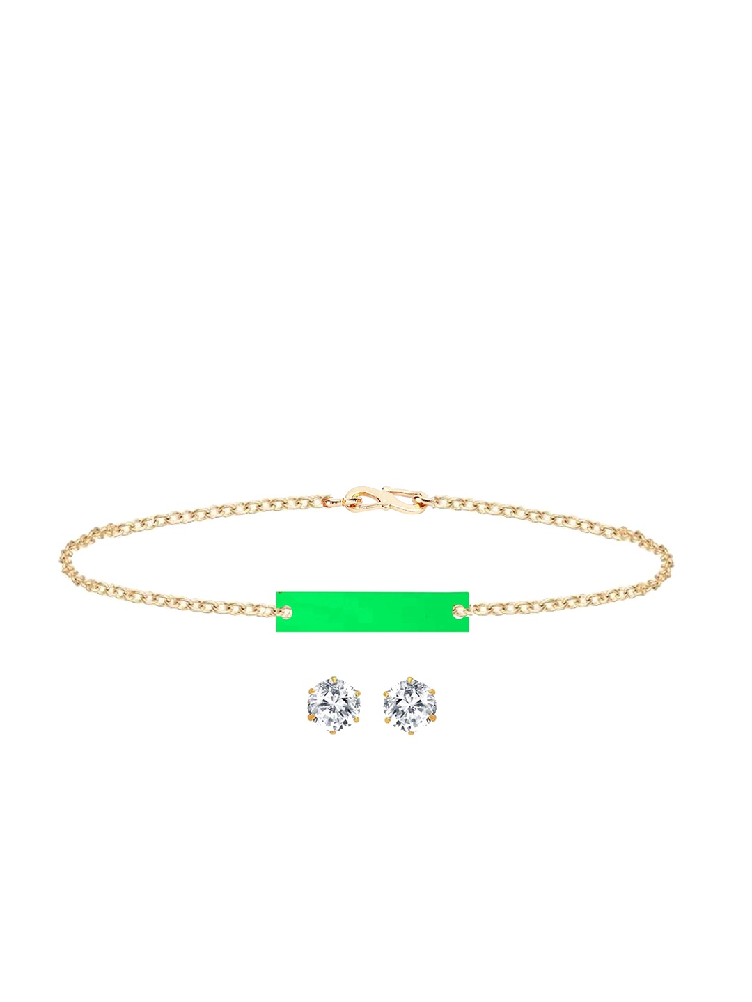 

Goldnera Women Gold-Plated White & Green Stone Studded Jewellery Set