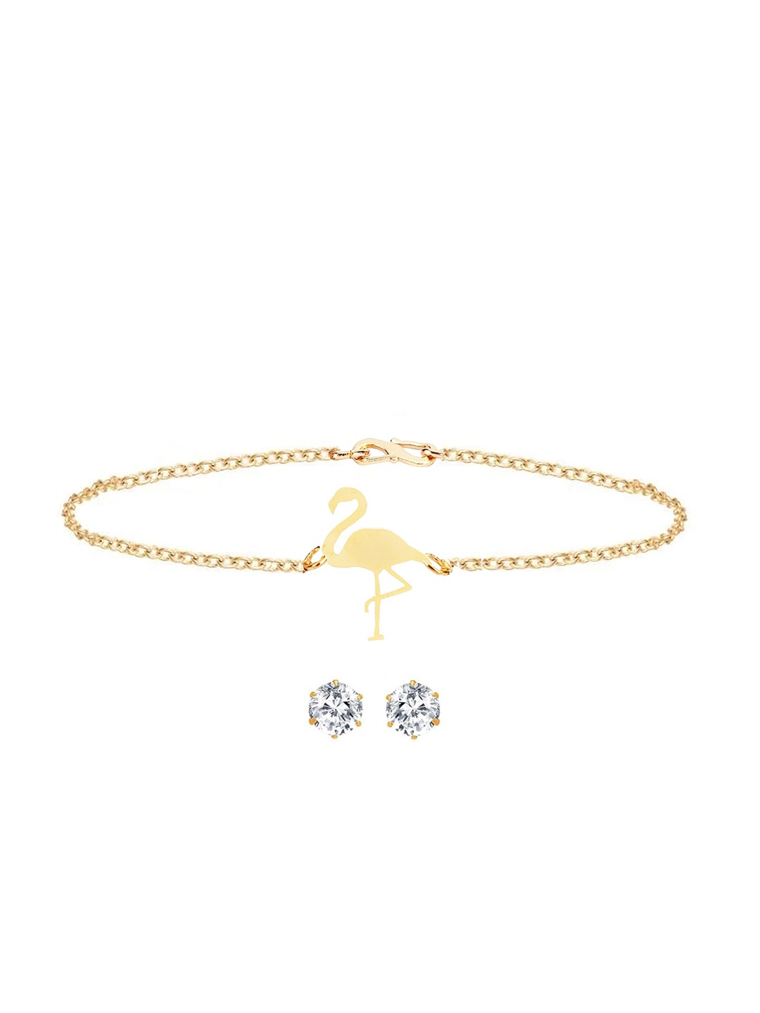 

Goldnera Gold-Plated White Stone Studded Handcrafted Jewellery Set