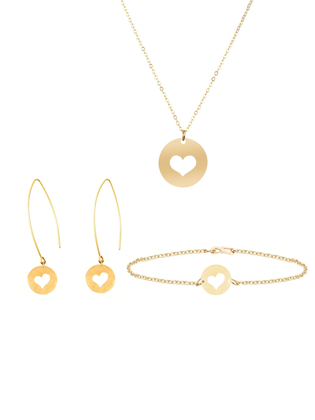 

Goldnera Gold-Plated Heart-Shaped Studded Jewellery Set