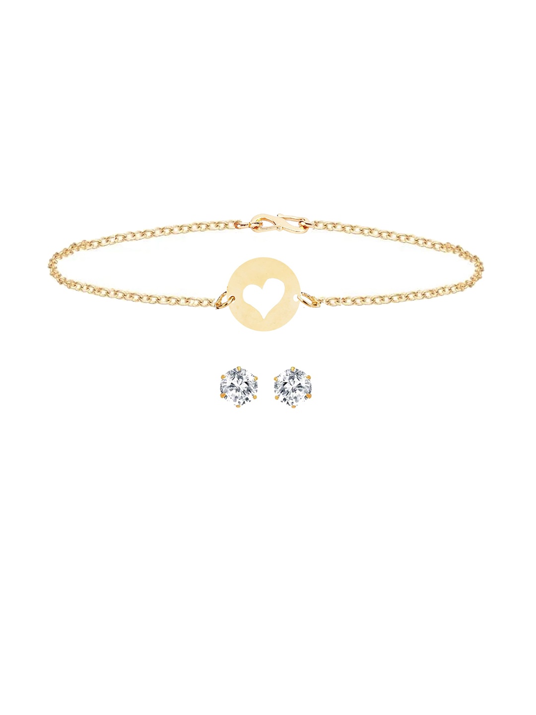 

Goldnera Women Gold-Plated White Stone Studded Jewellery Set