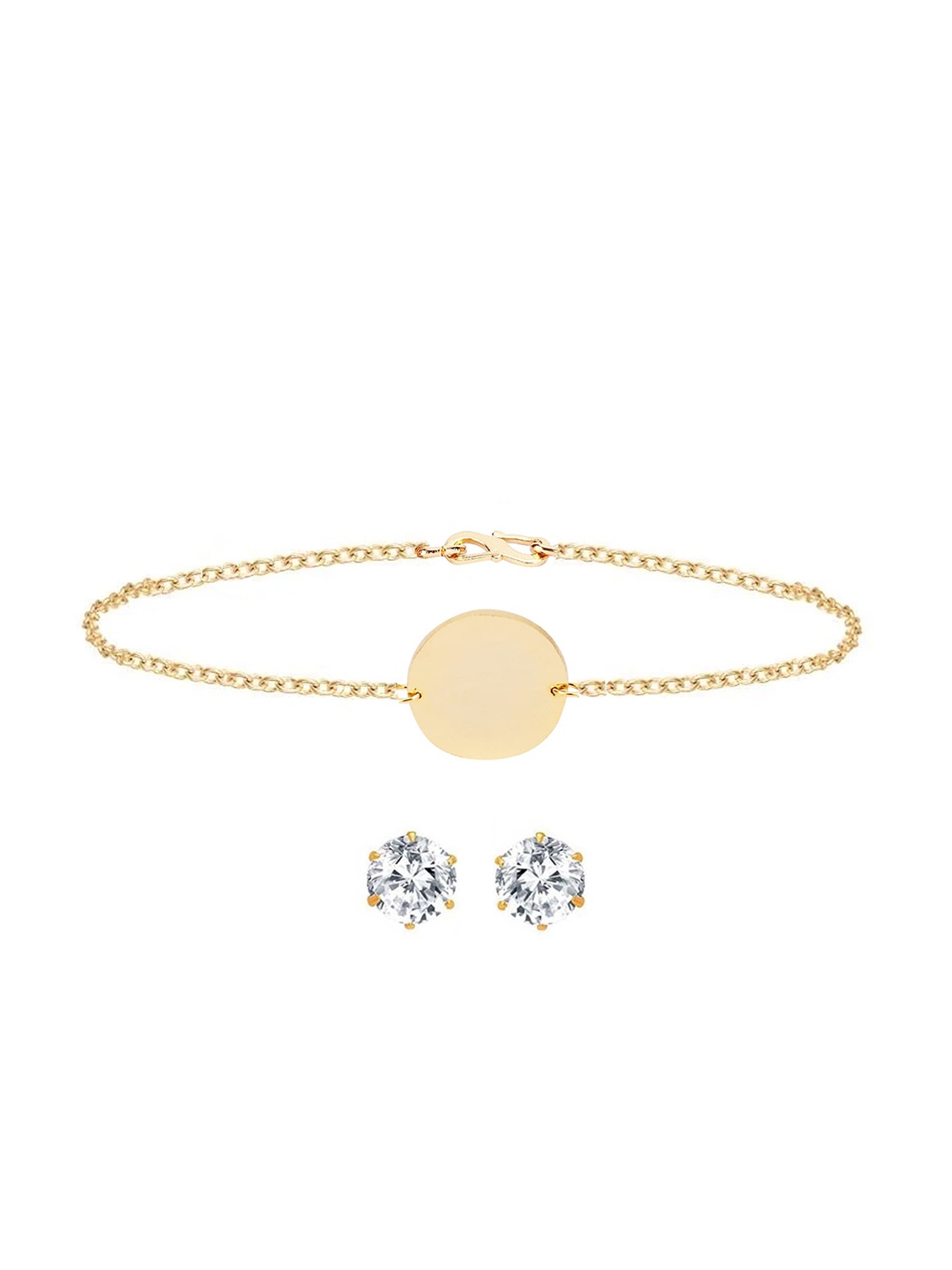 

Goldnera Gold-Plated White Stone-Studded Jewellery Set