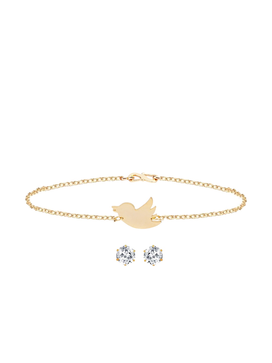 

Goldnera Gold-Plated White Stone Studded Handcrafted Jewellery Set