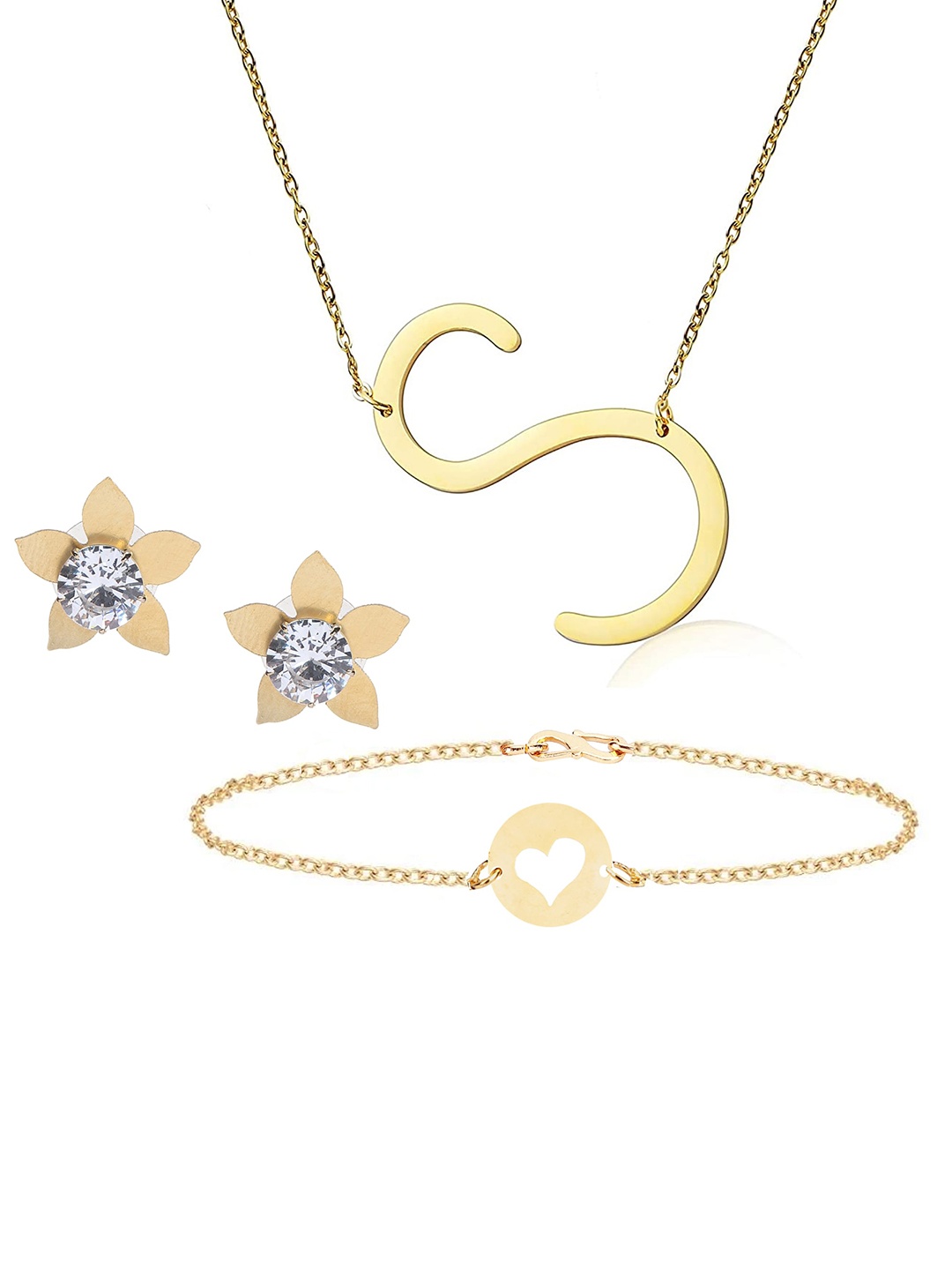 

Goldnera Women Gold Plated Stone Studded Jewellery Set