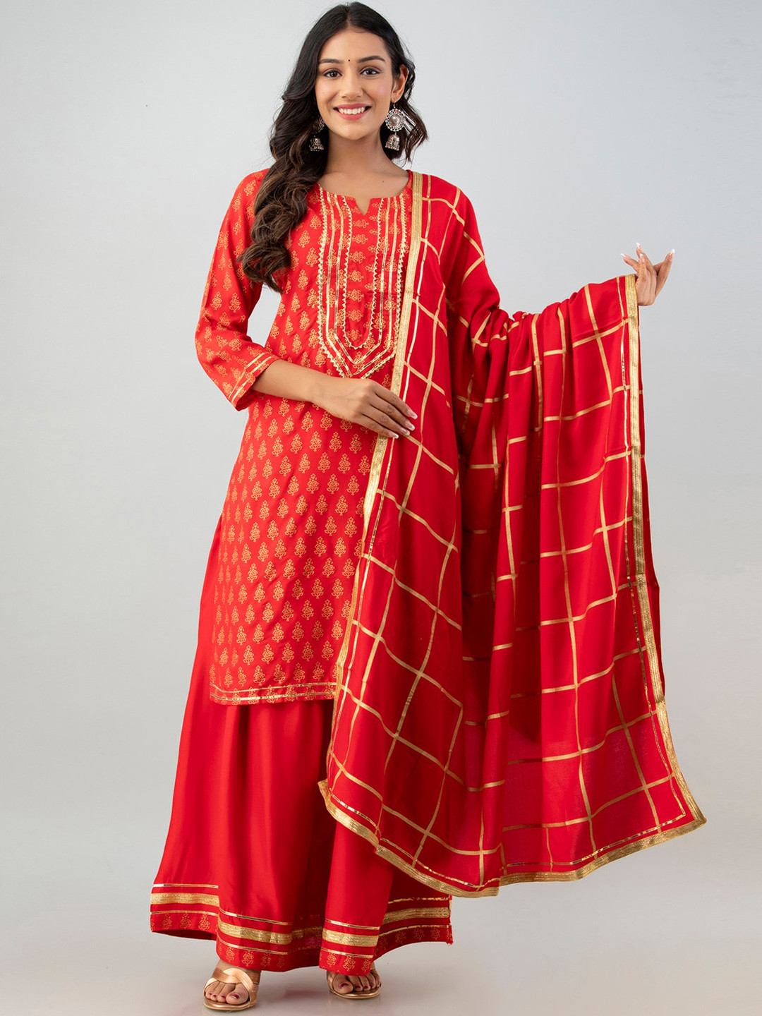 

Fusion Threads Women Red Ethnic Motifs Printed Kurta Set