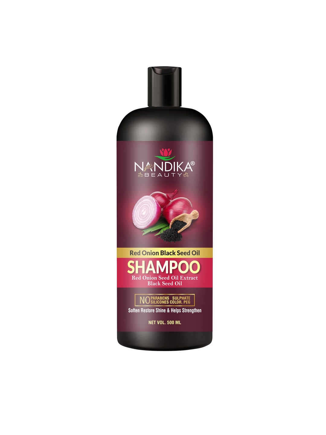 

NANDIKA BEAUTY Red Onion Black Seed Oil Shampoo 500 ml, Maroon