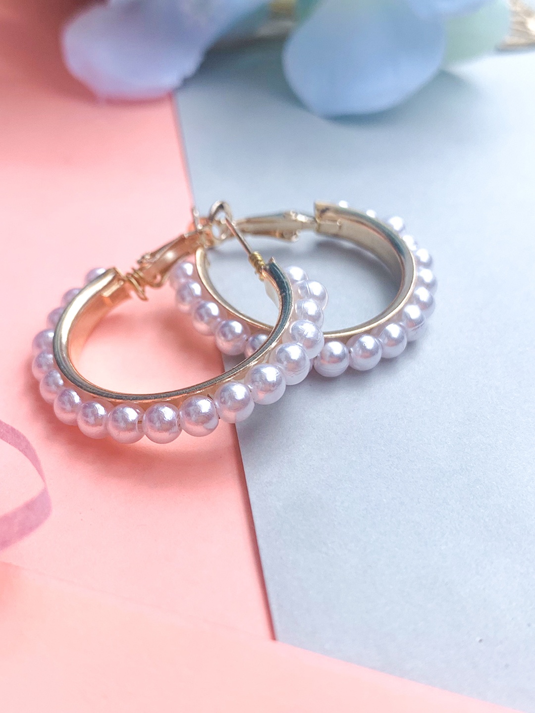 

Ishhaara Gold-Toned Pearl Hoop Earrings