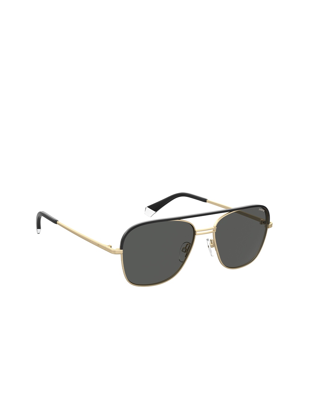 

Polaroid Men Grey Lens & Golden Square Sunglasses Polarised and UV Protected 203381AOZ57M9