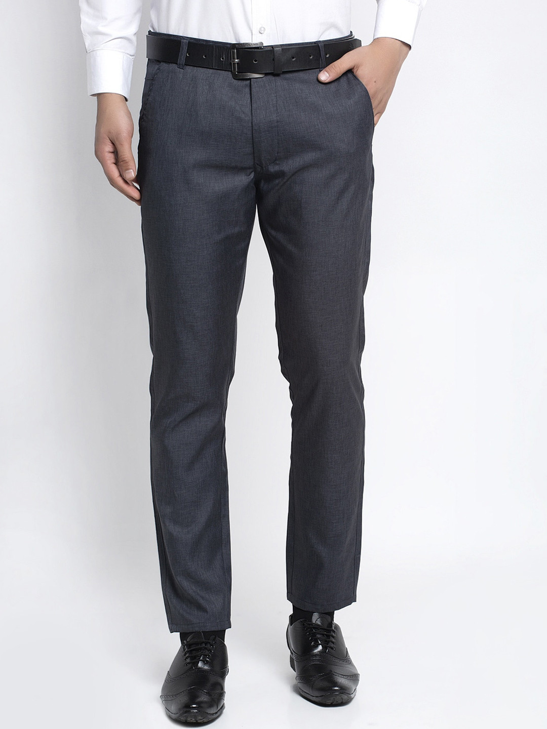 

JAINISH Men Charcoal Smart Slim Fit Formal Trousers
