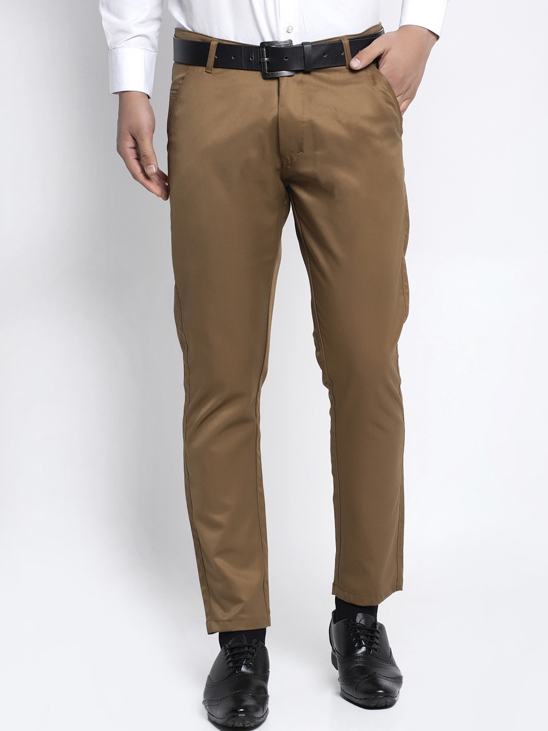 

JAINISH Men Brown Solid Smart Slim Fit Formal Chinos Trousers