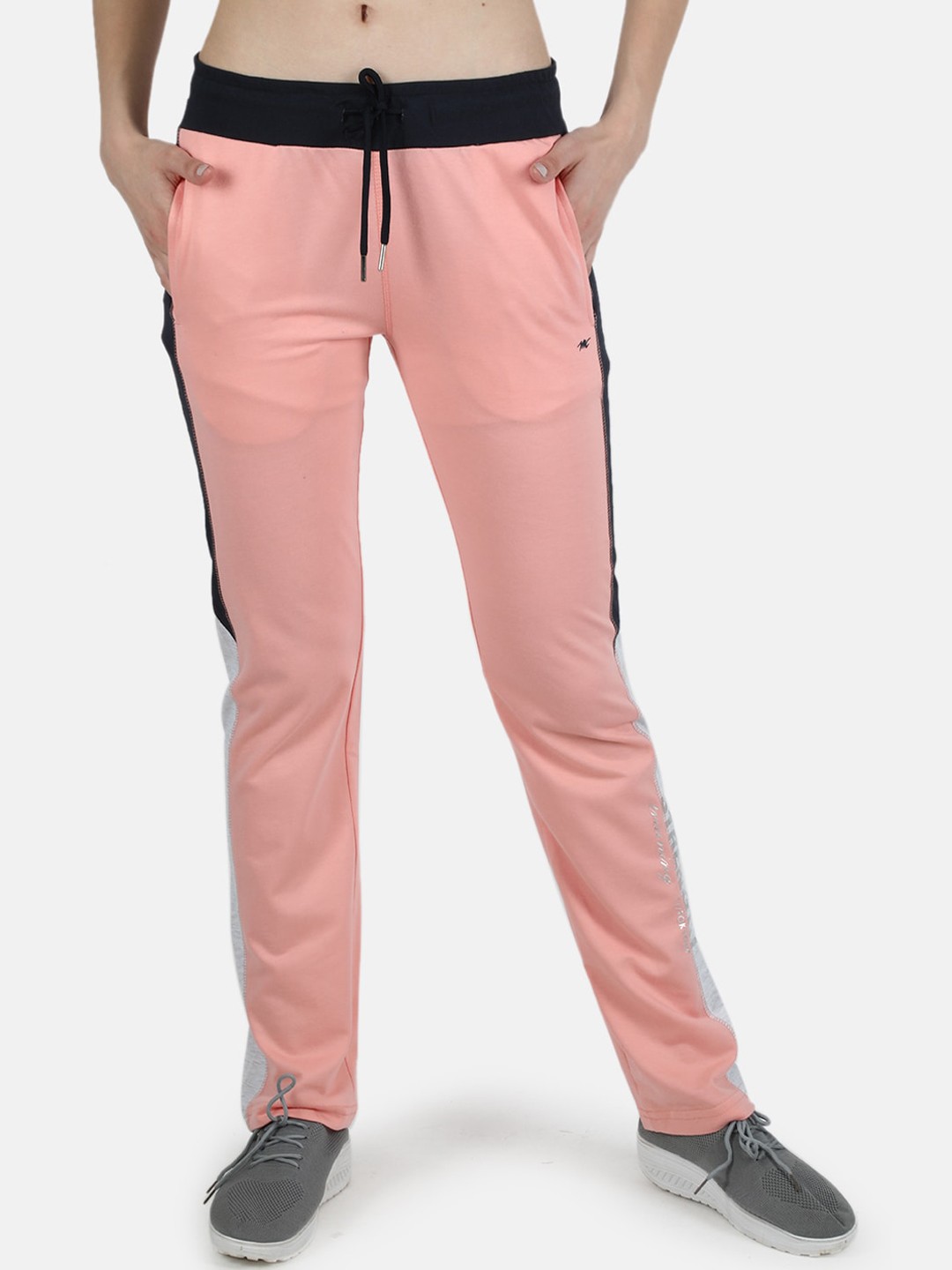 

Monte Carlo Women Peach & Black Colorblocked Cotton Track Pant