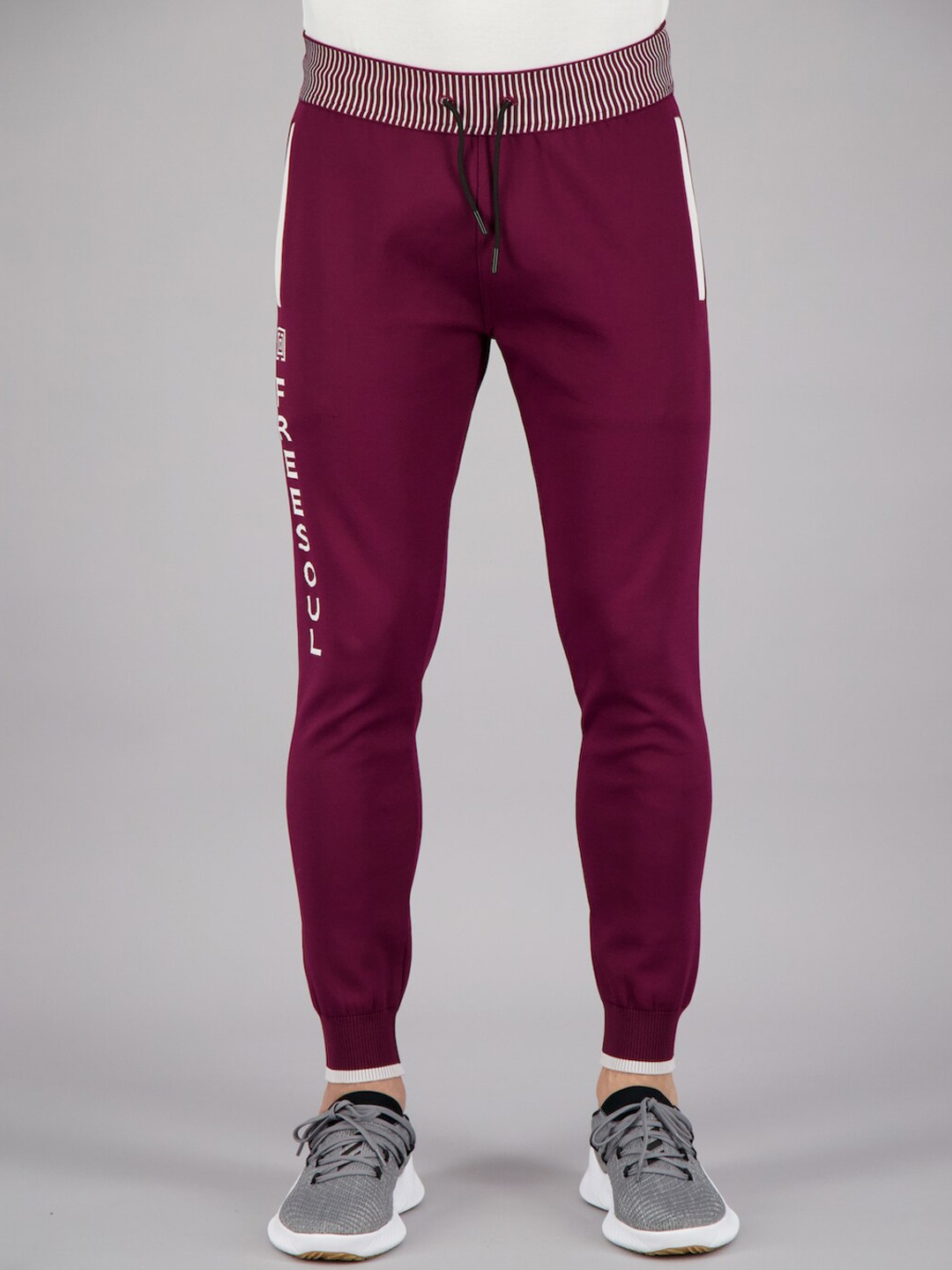 

FREESOUL Men Solid Maroon Track Pants