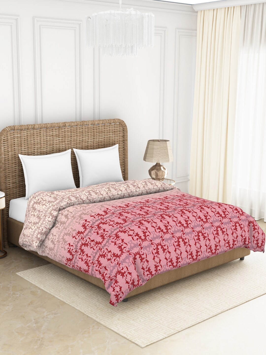 

SPACES Red Ethnic Motifs AC Room 150 GSM Double Bed Quilt
