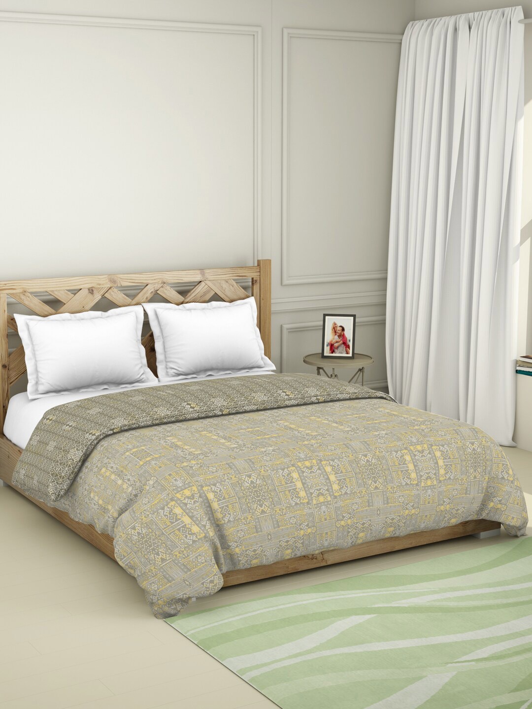 

SPACES Brown & Yellow AC Room 150 GSM Double Bed Quilt