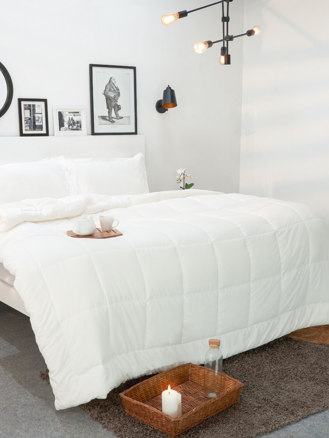 

SPACES White Checked Microfiber AC Room Double Bed Quilt