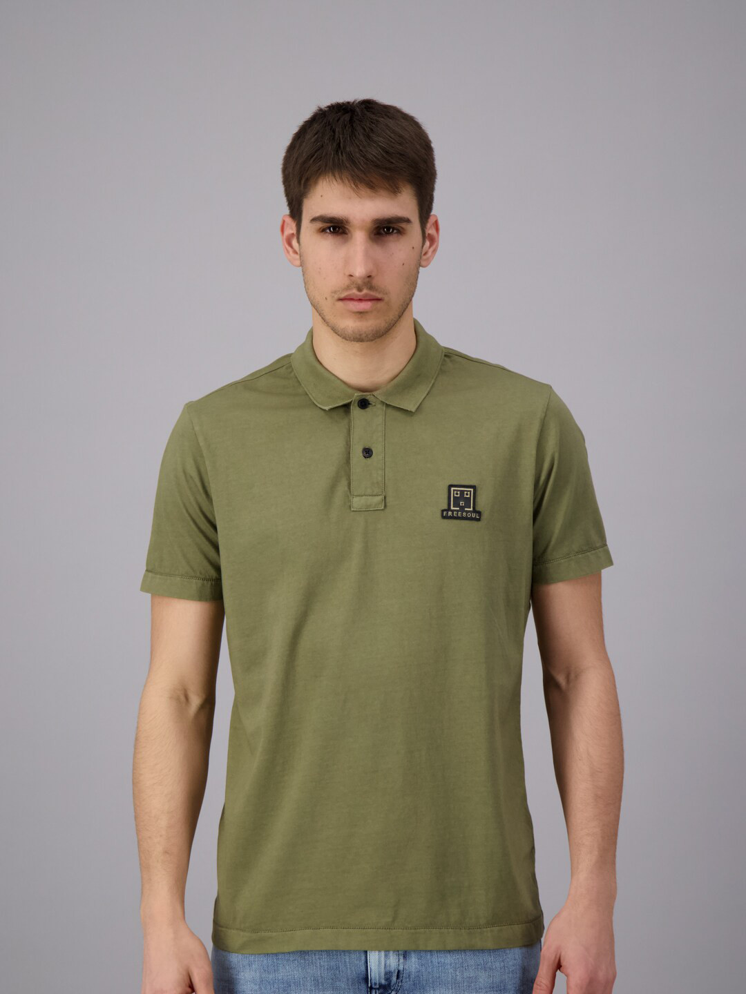 

FREESOUL Men Olive Green Polo Collar T-shirt