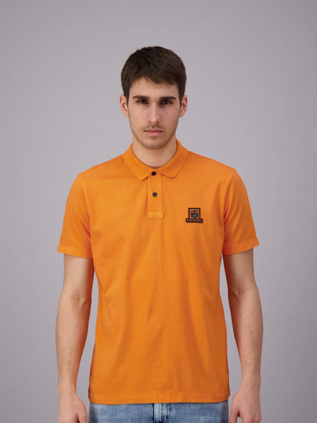 

FREESOUL Men Orange Solid Polo Collar T-shirt