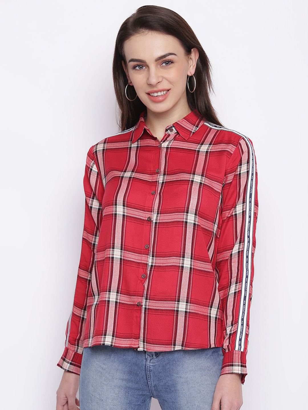 

Pepe Jeans Women Red Checked Casual Shirt