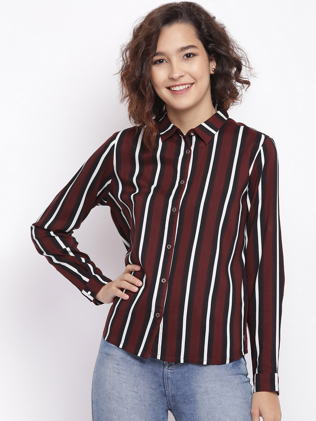 

Pepe Jeans Women Red Striped Casual Shirt