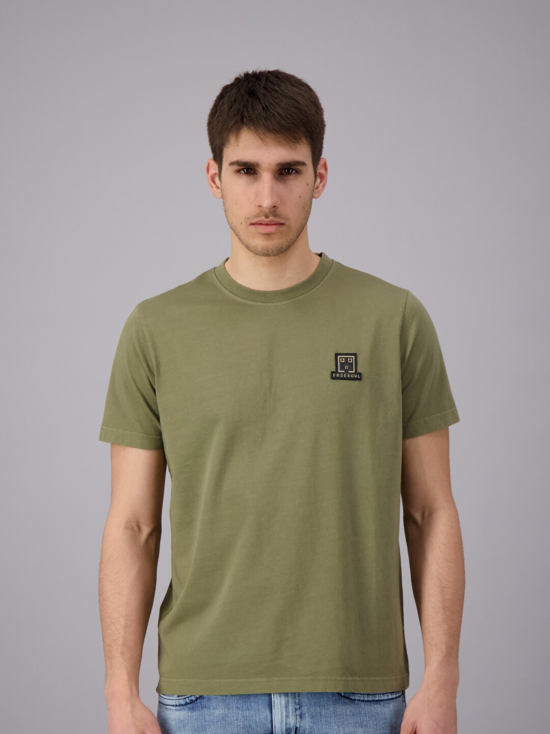 

FREESOUL Men Olive Green Pure Cotton T-shirt