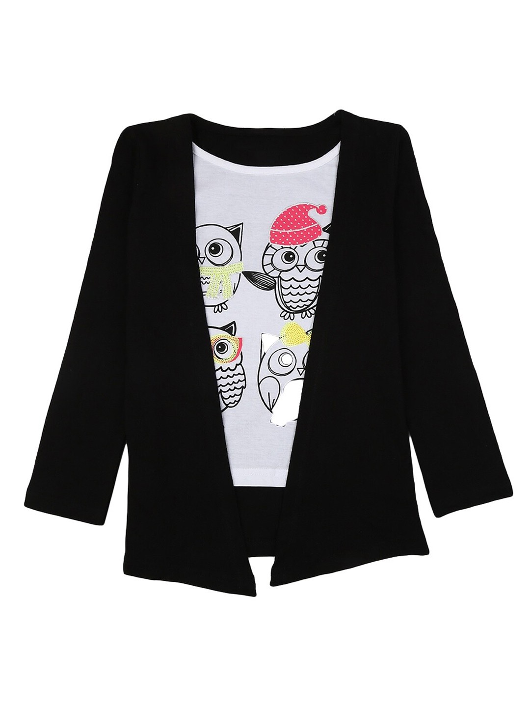 

V-Mart Girls Black & White Embellished Top