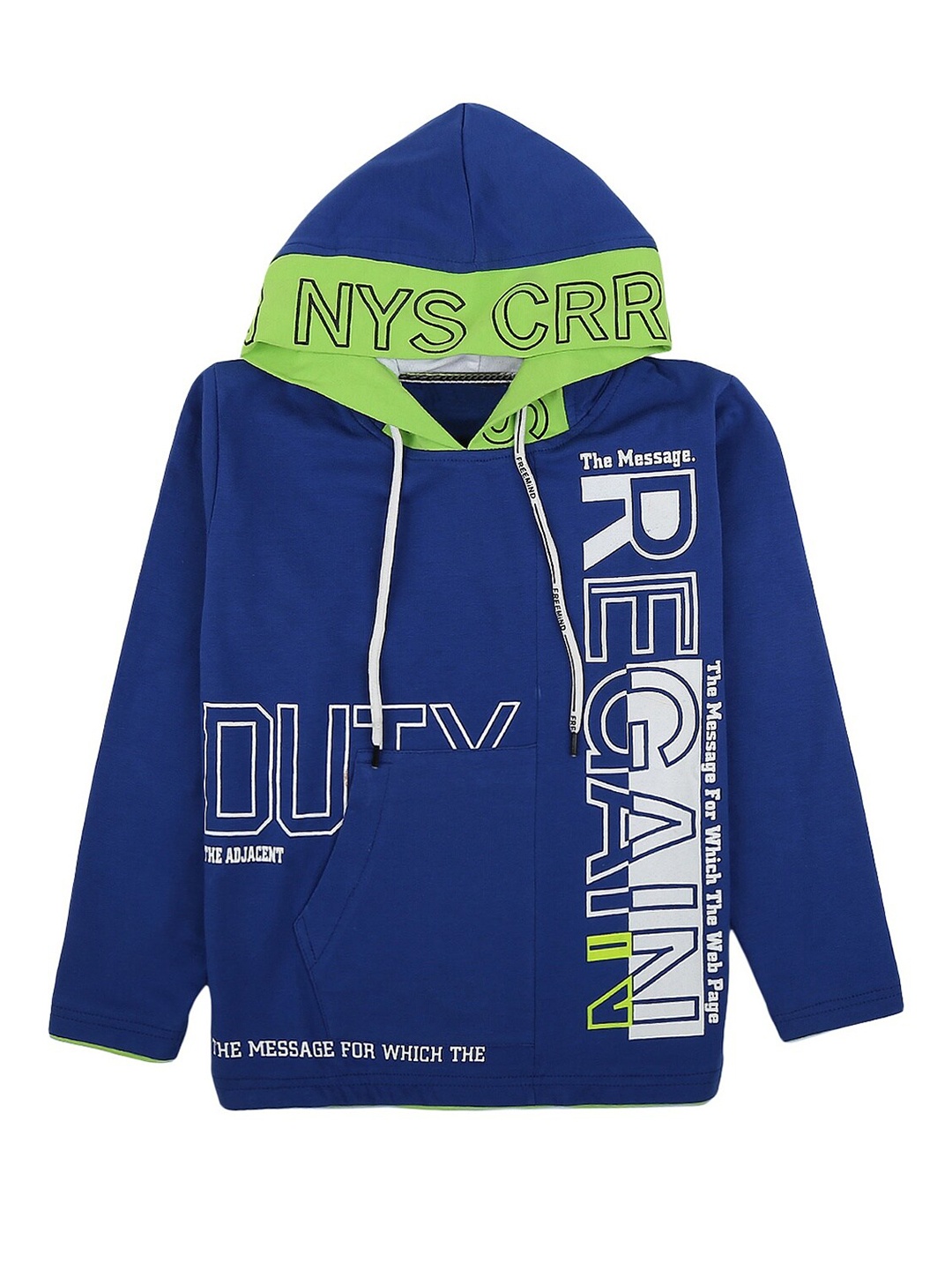 

V-Mart Boys Blue Printed Cotton Hooded Sweatshirt
