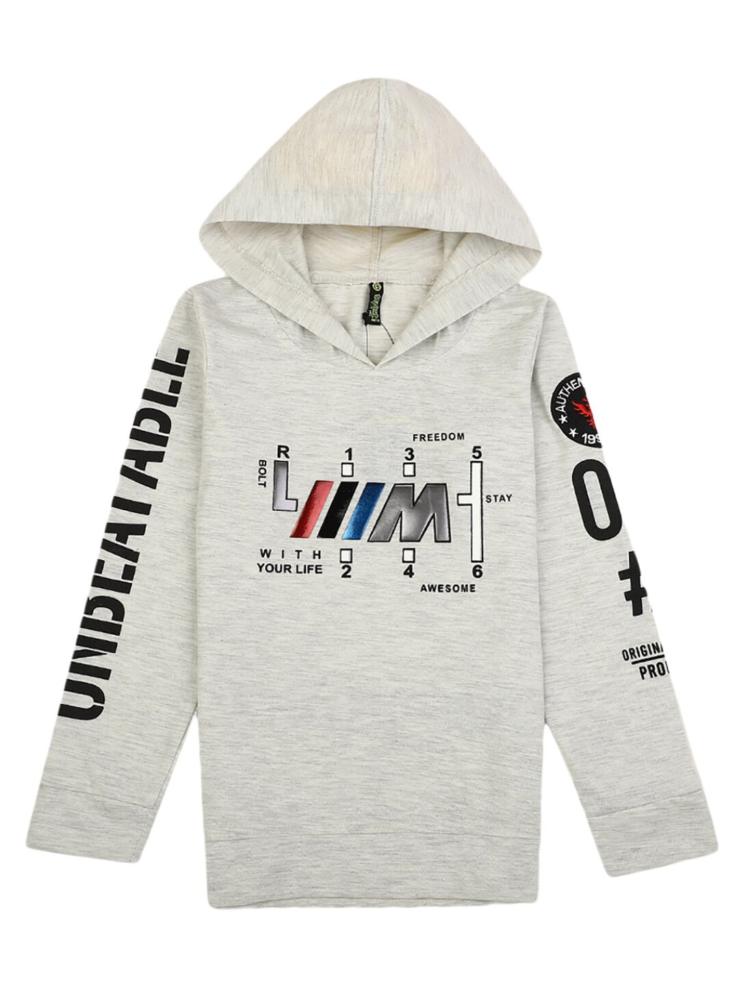 

V-Mart Boys Beige Typography Printed Cotton Hooded T-shirt