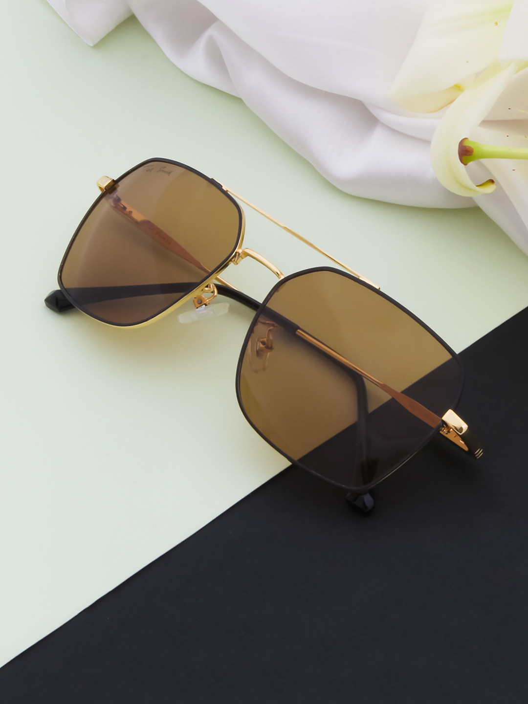 

Ted Smith Unisex Brown Lens & Gold-Toned Full Rim Other Sunglasses