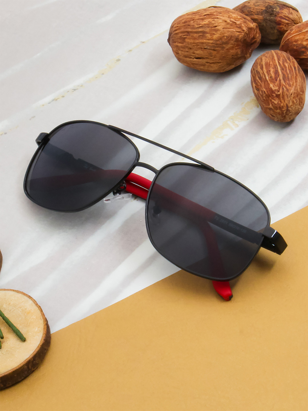 

Ted Smith Unisex Grey Lens & Black Aviator Sunglasses with UV Protected Lens