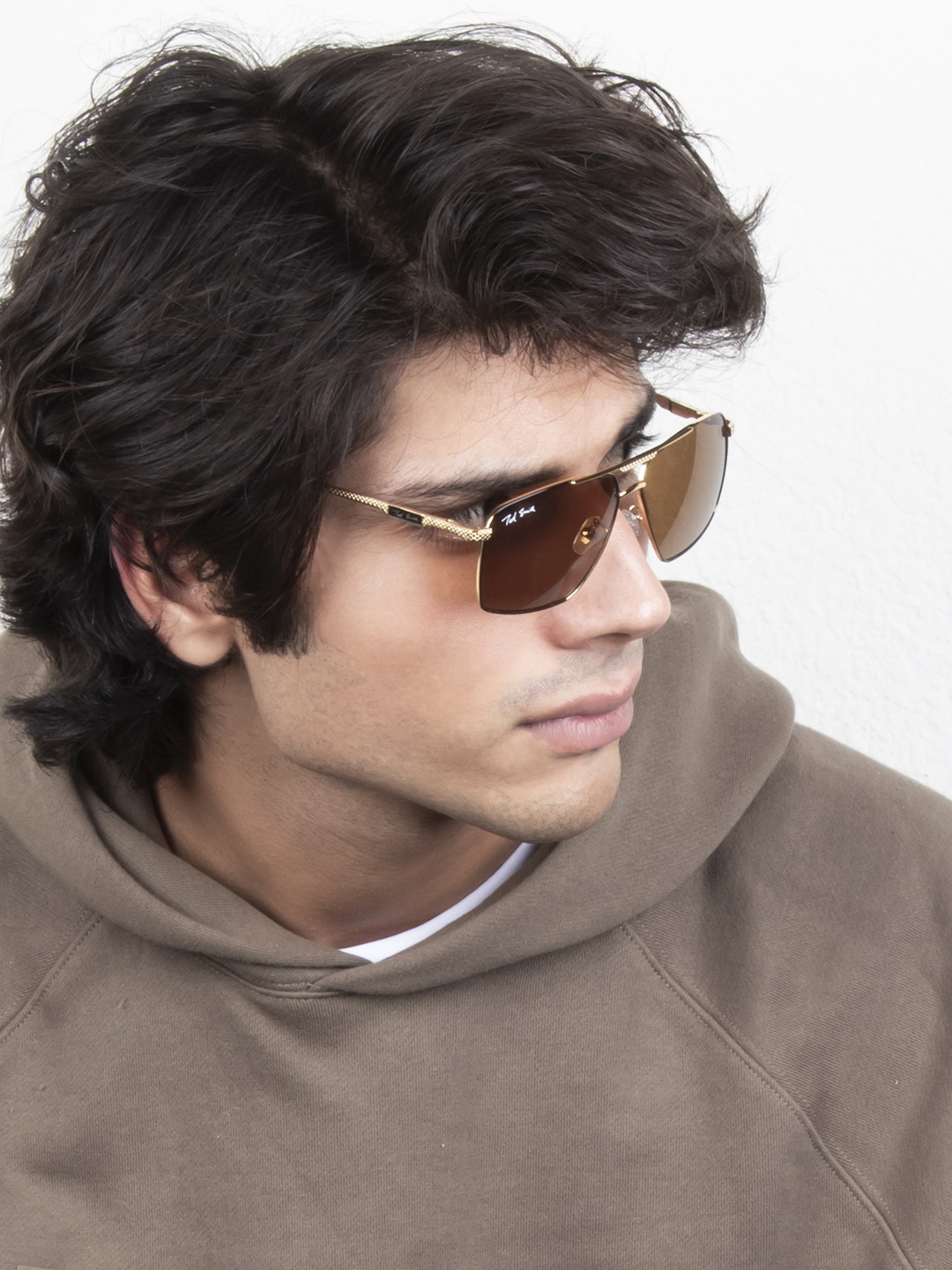 

Ted Smith Unisex Brown Lens & Gold-Toned Other Sunglasses with UV Protected Lens