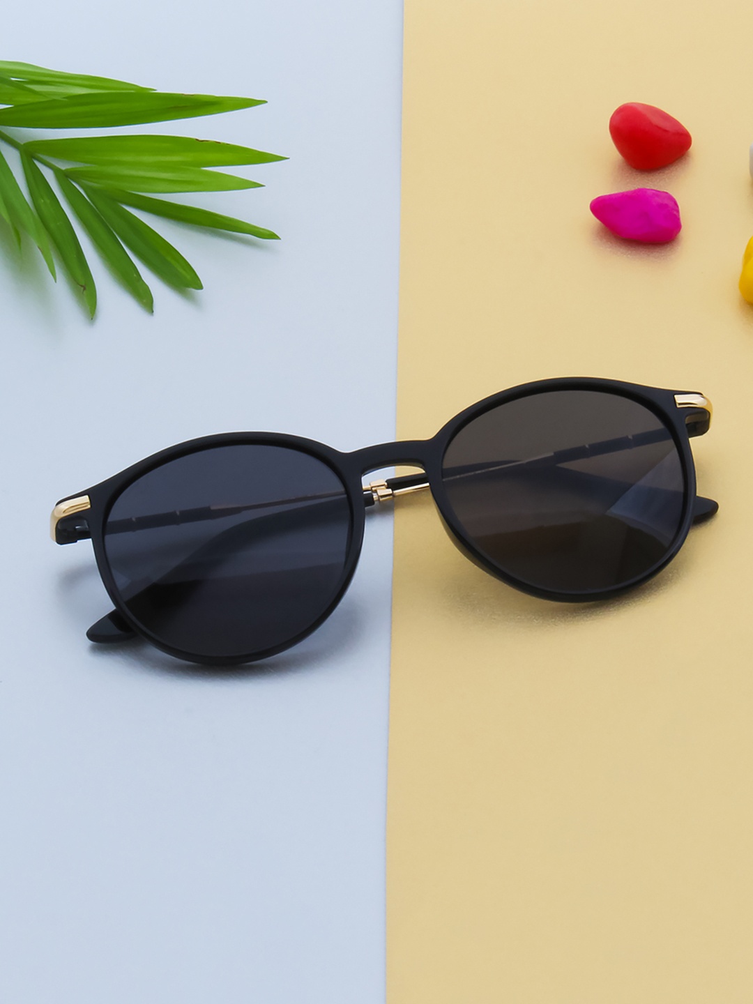 

Ted Smith Unisex Grey Lens & Black Round Sunglasses with UV Protected Lens