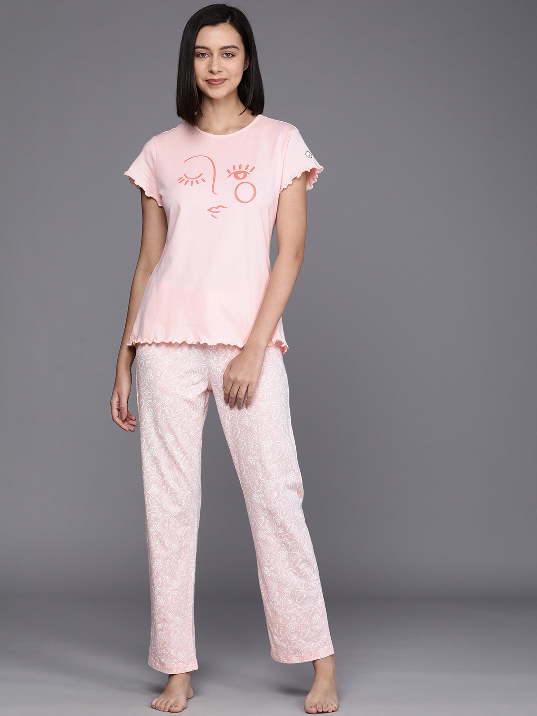 

Allen Solly Woman Women Pink Printed Pure Cotton Night suit
