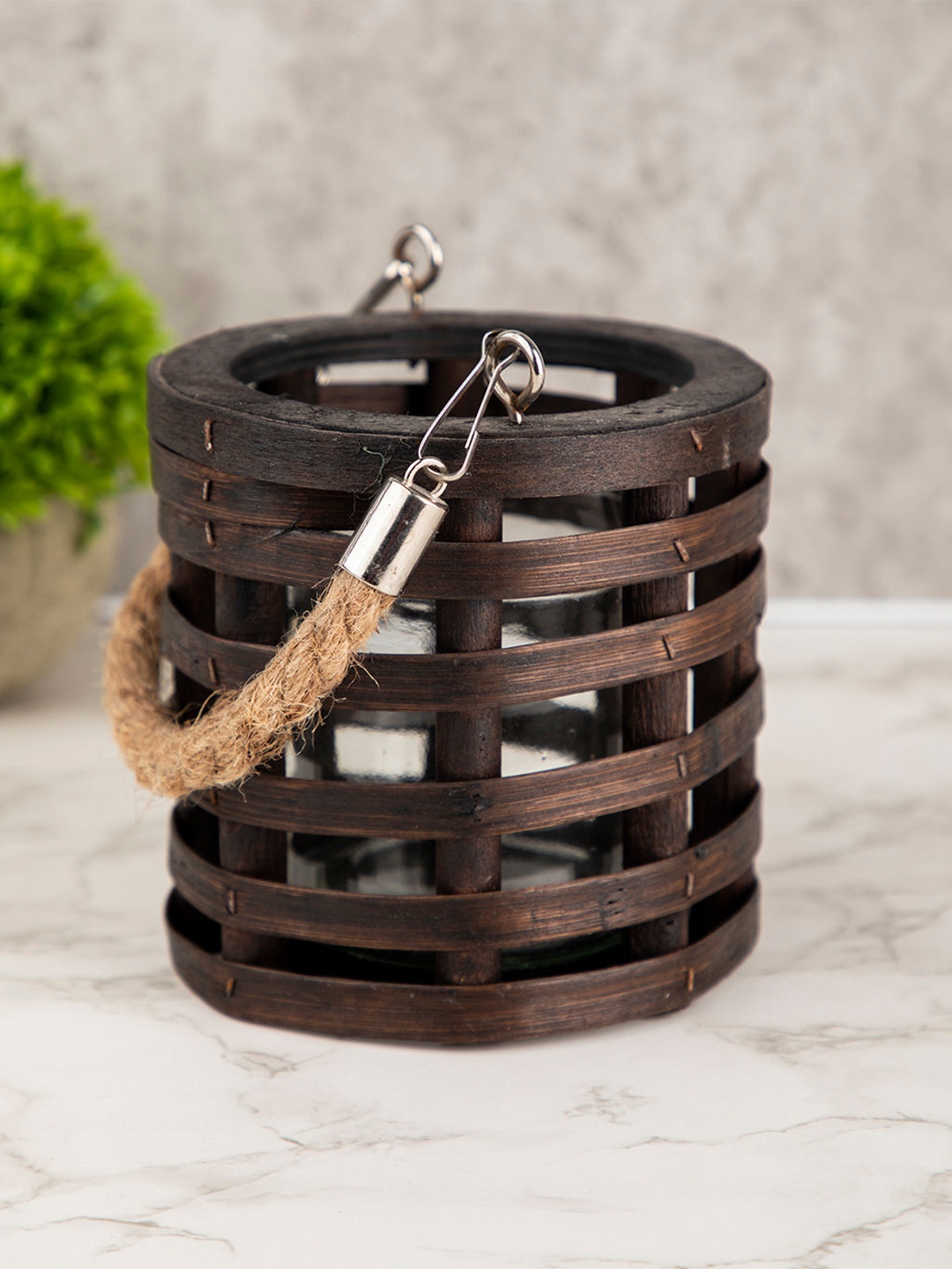 

MARKET99 Brown Textured Lantern Candle Holders
