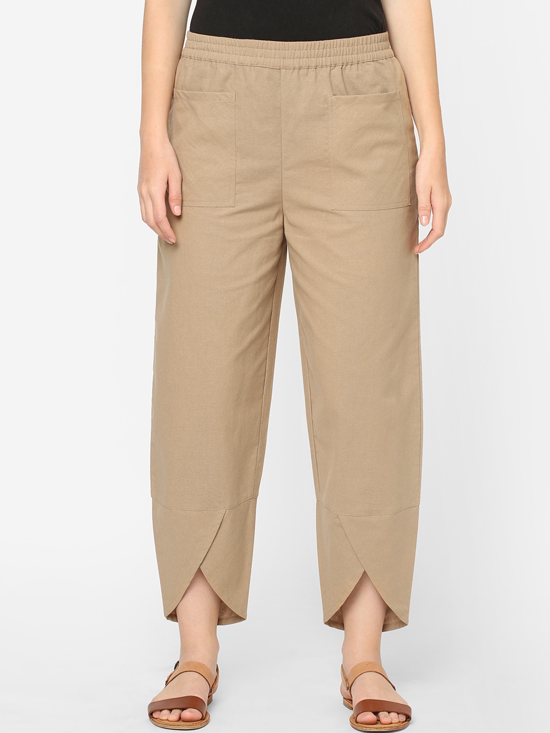 

Mystere Paris Women Beige Solid Cotton Lounge Pants