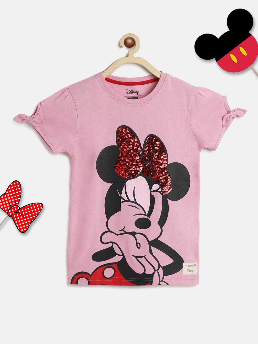 

Lil Tomatoes Girls Purple Minnie Mouse Print Embellished Top