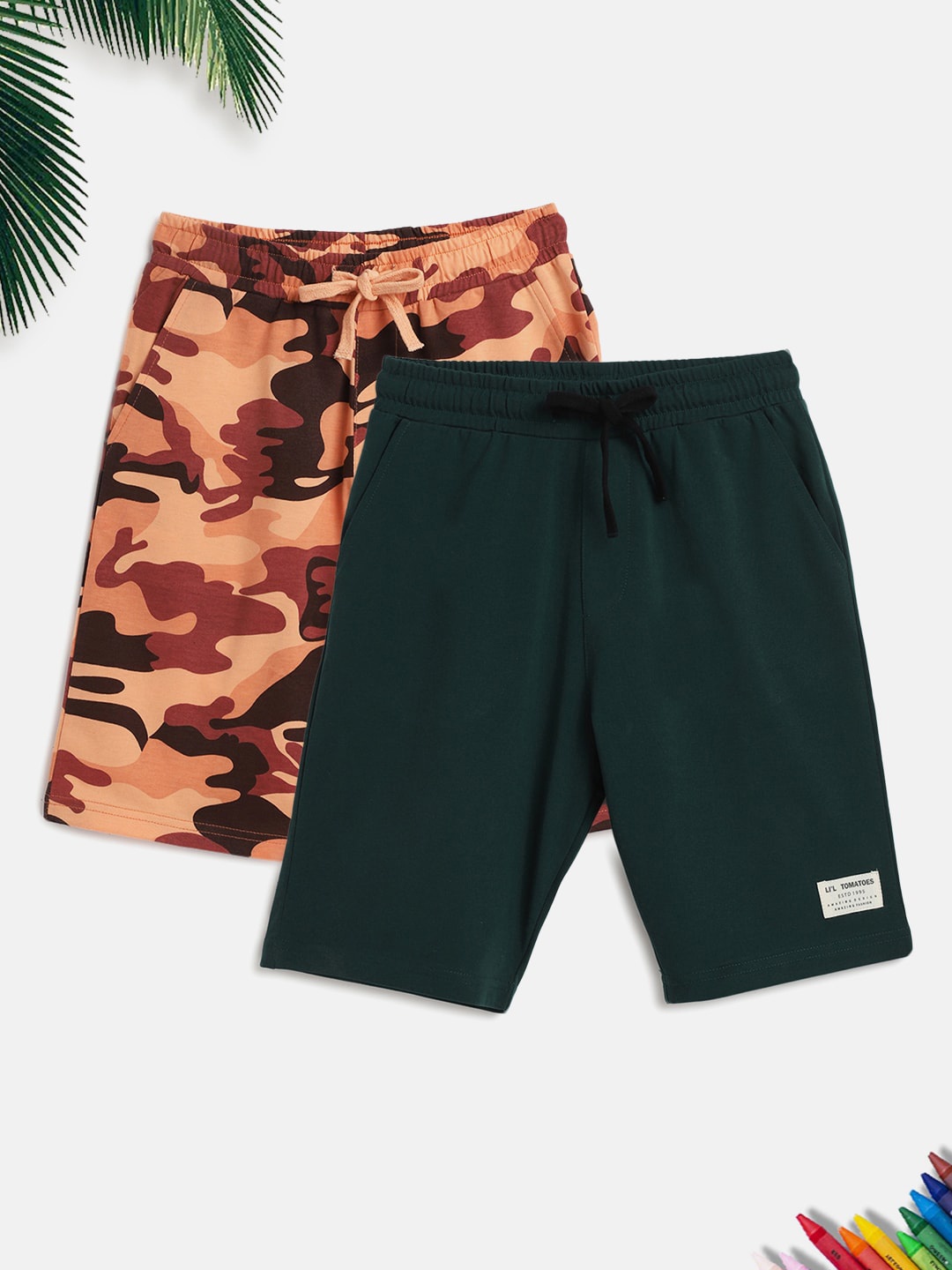 

Lil Tomatoes Boys Set of 2 Outdoor Shorts, Green